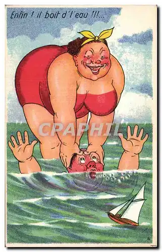 Cartes postales Fantaisie Humour Femme forte