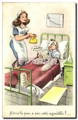 Cartes postales Fantaisie Humour Meme le pire a son cote agreable Hopital Hospital Sante