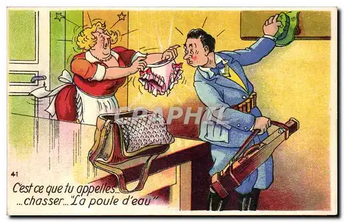 Cartes postales Fantaisie Humour Chasse Chasseur