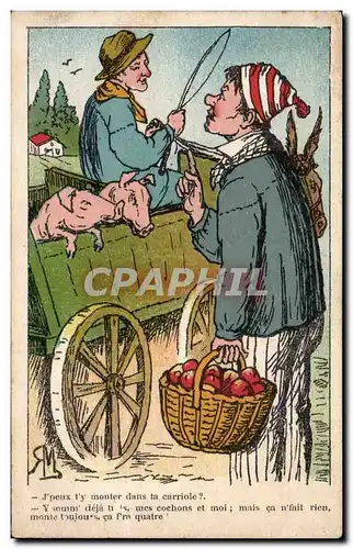 Humour - Illustration - J&#39peux t&#39y monter - cochon - pig - Cartes postales