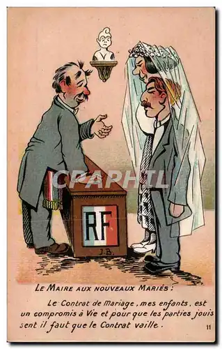 Humour - Illustration - mariage - wedding - bride - groom - Ansichtskarte AK
