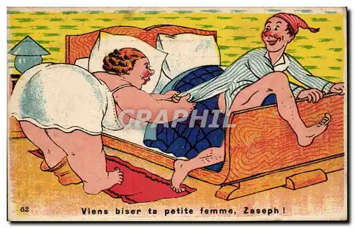 Humour - Illustration - Viens biser ta petite femme - Ansichtskarte AK