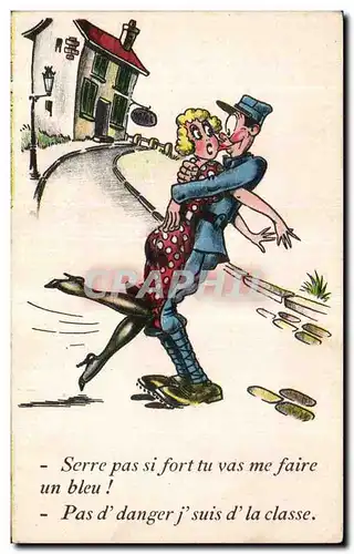 Humour - Illustration - Serre pas si fort Militaria - Cartes postales