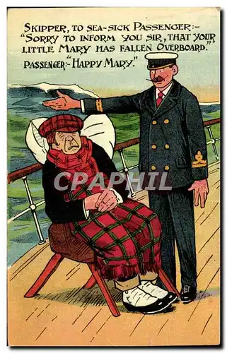 Humour - Illustration - Paquebot - Steamer - Captain to seasick passenger - Cartes postales