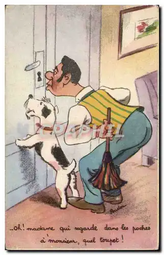 Humour - Illustration - Peeping - chien - dog - Cartes postales