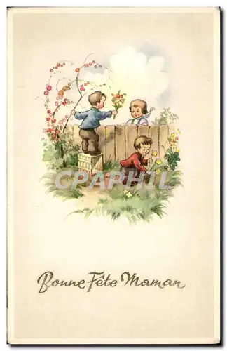 Fantaisie - Enfant - Illustration - Bonne Fete Maman - Cartes postales
