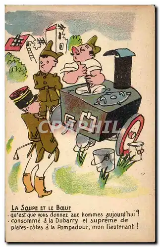 Humour - Illustration - La Soupe et le Boeuf - militaria - Ansichtskarte AK