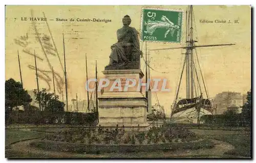 Le Havre - Statue de Casimir Delavigne - Ansichtskarte AK