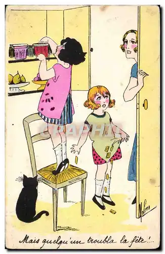 Humour - Illustration - Mais quelqu&#39un troubla la fete - chat - cat - Cartes postales