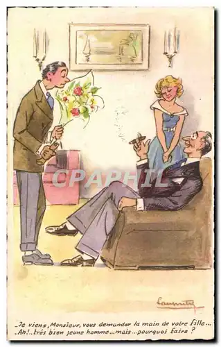 Humour - Illustration - Je viens monsieur vous demander la main de votre fille - Cartes postales