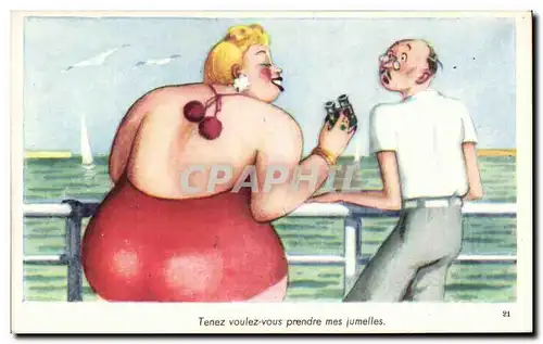 Humour - Illustration - Tenez voulez vous prenez les jumelles - Cartes postales