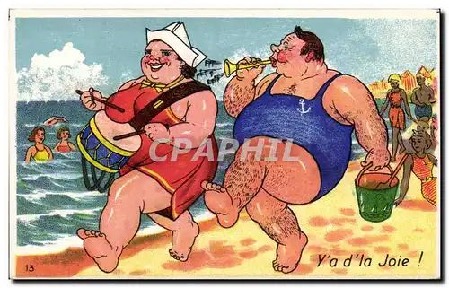 Humour - Illustration - swimming - bain - plage - beach - y&#39a d&#39la Joie - Ansichtskarte AK