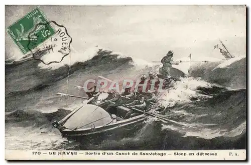 Cartes postales Le Havre Sortie d&#39un canot de sauvetage Sloop en detresse