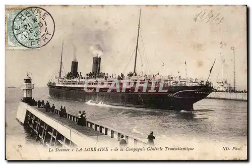 Cartes postales Le steamer La Lorraine de la compagnie generale Transatlantique