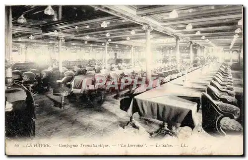 Cartes postales Le Havre Compagnie transatlantique La Lorraine Le SAlon