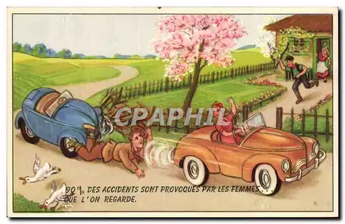 Cartes postales Fantaisie Humour Automobile 90% des accidents sont provoques par des femmes que l&#39on regarde