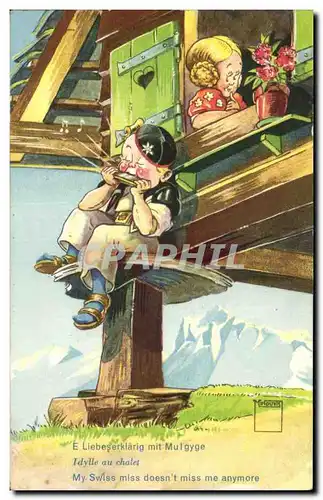 Cartes postales Humour Fantaisie Idylle au chalet Suisse
