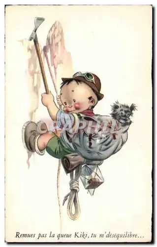 Cartes postales Humour Fantaisie Remues pas la queue Kiki Chien Alpinisme