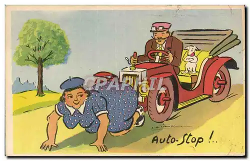 Cartes postales Fantaisie Humour Automobile Auto stop