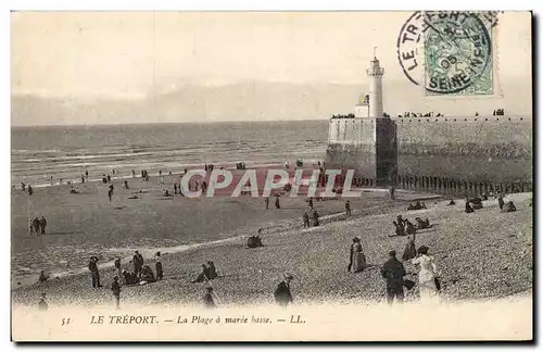 Le Treport - La Plage a marree basse Phare Lighthouse - Ansichtskarte AK