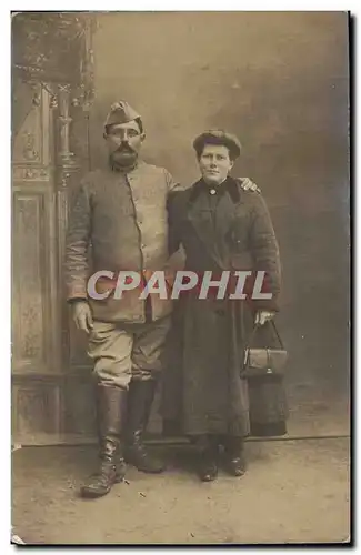 CARTE PHOTO Militaria Soldat et sa femme