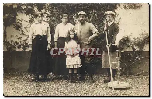 CARTE PHOTO Militaria Soldat en famille