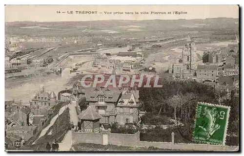 Cartes postales Le Treport Vue prise vers la ville Pierron et eglise