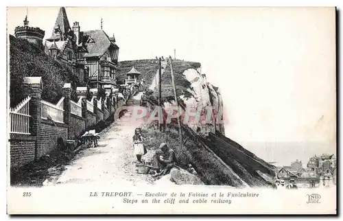 Cartes postales Le Treport Escalier de la falaise et le funiculaire