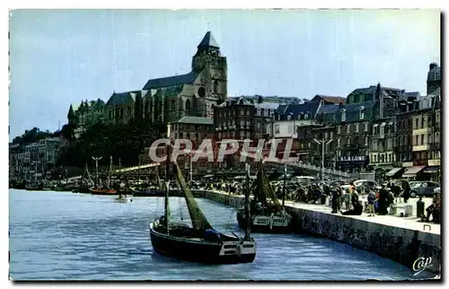 Cartes postales moderne Le Treport Le port et l&#39eglise St Jacques