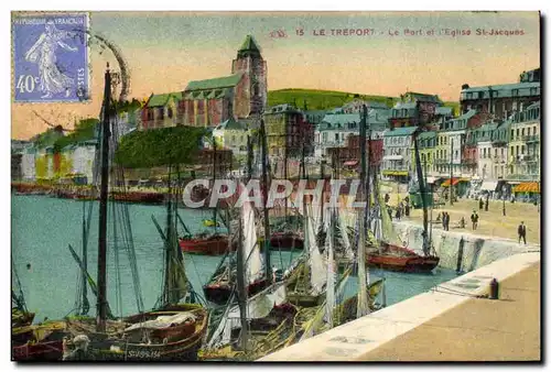 Cartes postales Le Treport Le port et l&#39eglise St Jacques