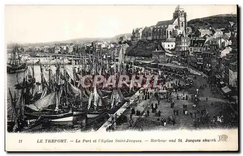 Cartes postales Le Treport Le port et l&#39eglise Saint Jacques