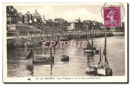 Cartes postales Le Treport Quai Francois 1er et le port a maree haute