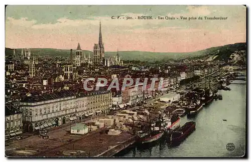 Ansichtskarte AK Rouen Les quais Vue prise du transbordeur