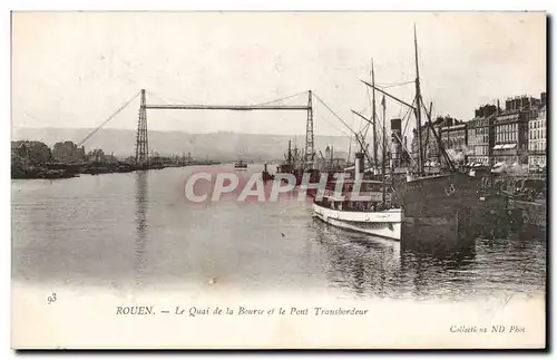 Cartes postales Rouen Le quai de la Bourse et le pont transbordeur