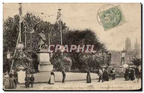 Cartes postales Rouen 3eme centenaire de Pierre Corneille Decoration de la statue