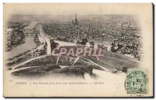 Cartes postales Rouen Vue generale prise de la Cote Sainte CAtherine