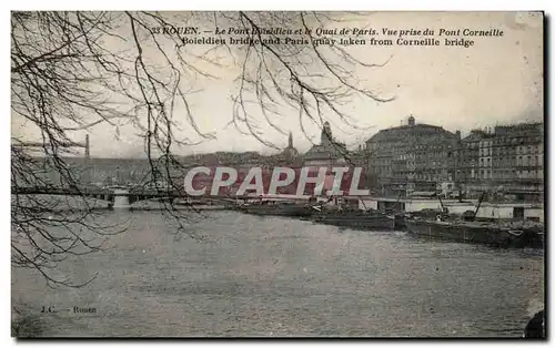 Ansichtskarte AK Rouen Le pont Boieldieu et le quai de Paris Vue prise du pont Corneille