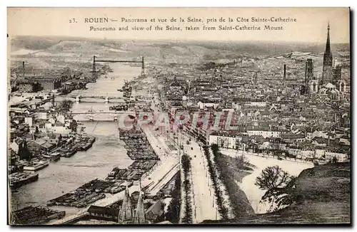 Cartes postales Rouen Panorama et vue sur la Seine pris de la Cote Sainte Catherine