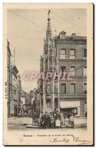 Cartes postales Rouen Fontaine de la Croix de Pierre Enfants