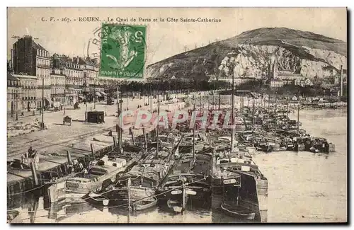 Cartes postales Rouen Le quai de Paris et la Cote Sainte Catherine