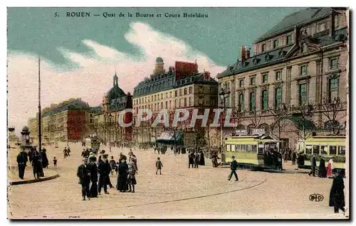 Cartes postales Rouen Quai de la Bourse et Cours Boieldieu