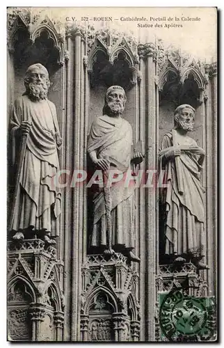 Ansichtskarte AK Rouen Cathedrale Portail de la Calende Statue des apotres