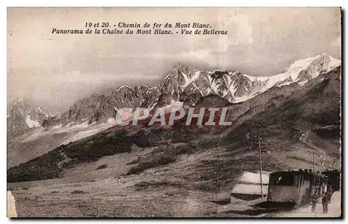 Ansichtskarte AK Mont Blanc Chemin de fer Panorama de la chaine du Mont Blanc Vue de Bellevue Train