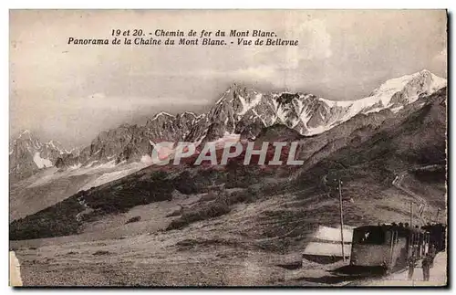 Cartes postales Mont Blanc Chemin de fer Panorama de la chaine du Mont Blanc Vue de Bellevue Train