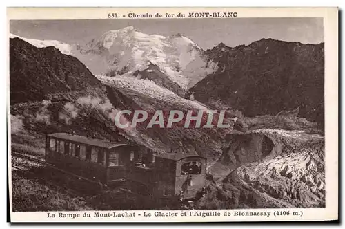 Cartes postales Chemin de fer du Mont Blanc La rampe du Mont Lachat Le glacier et l&#39aiguille de Blonnassay (4