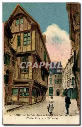 Cartes postales Rouen Rue Saint Romain Passage de la cour des comptes (vieilles maisons du 15eme)