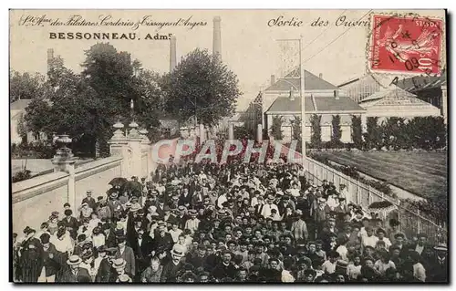 Cartes postales Filatures Corderies Sortie des ouvriers Bessonneau Angers
