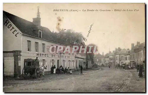 Cartes postales Breteuil La route de Conches Hotel du Lion d&#39or