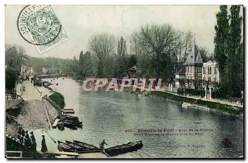 Cartes postales Joinville le Pont Quai de la mairie Petit bras de la Seine pris du pont