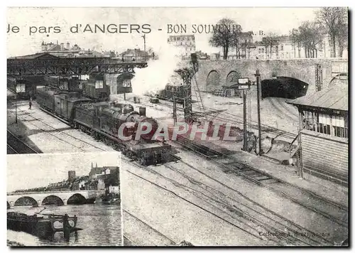 Ansichtskarte AK Je pars d&#39Angers Bon souvenir Train Gare